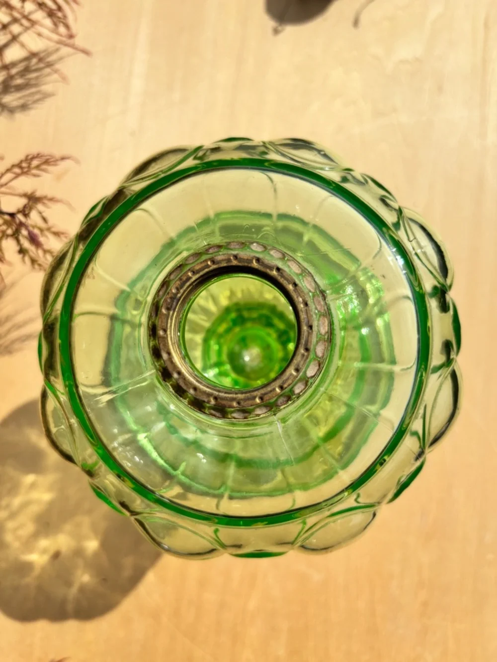 Vintage/Antique Giant Uranium Glass Oil Lamp